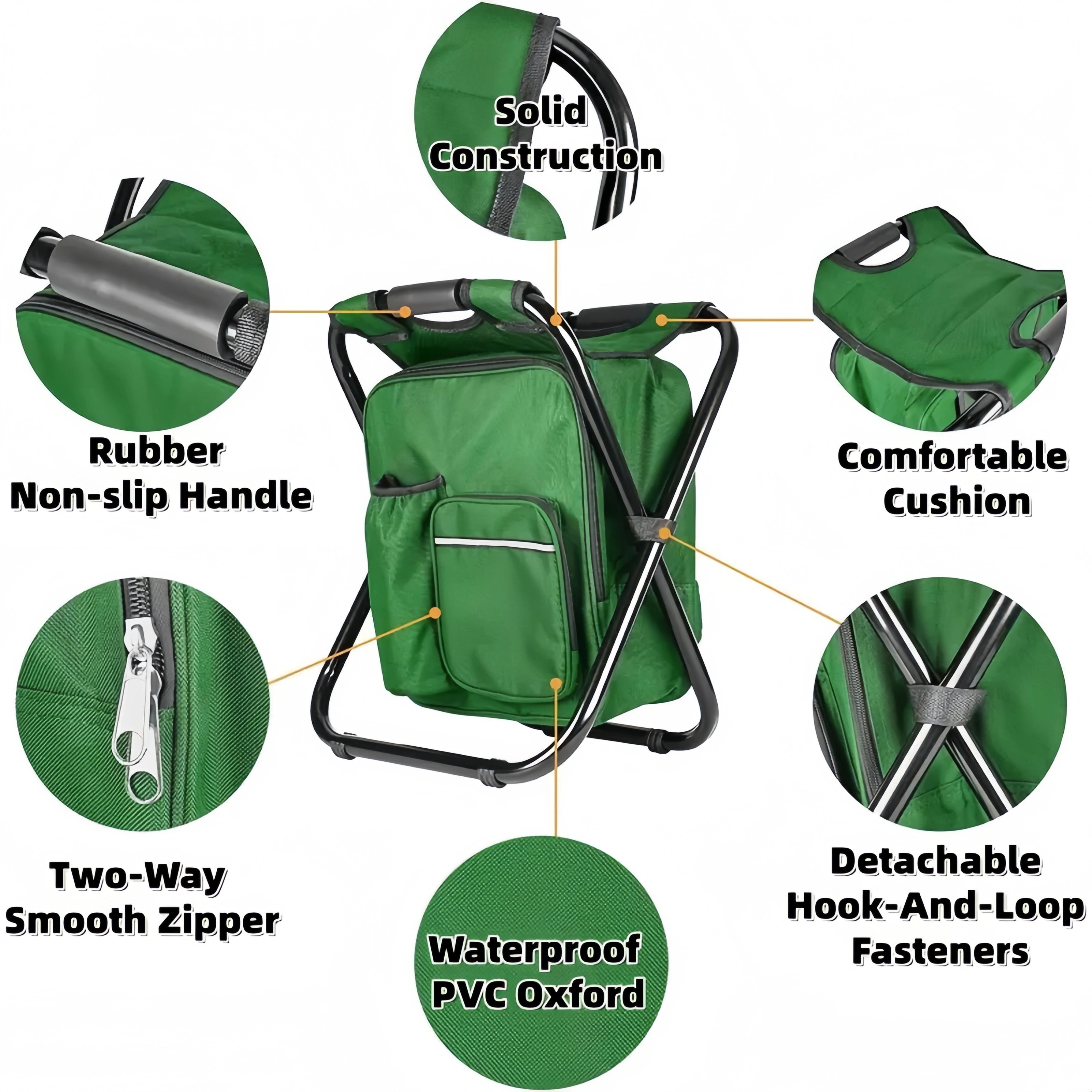 Backpack Folding Stool with Cooler Bag
